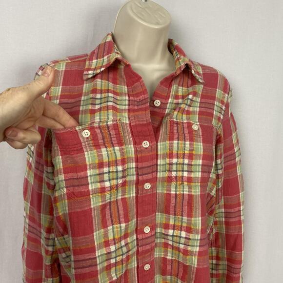 Ralph Lauren Flannel Top Women XS Pink Plaid Coastal Cowgirl Cabincore Button Up - Picture 2 of 11